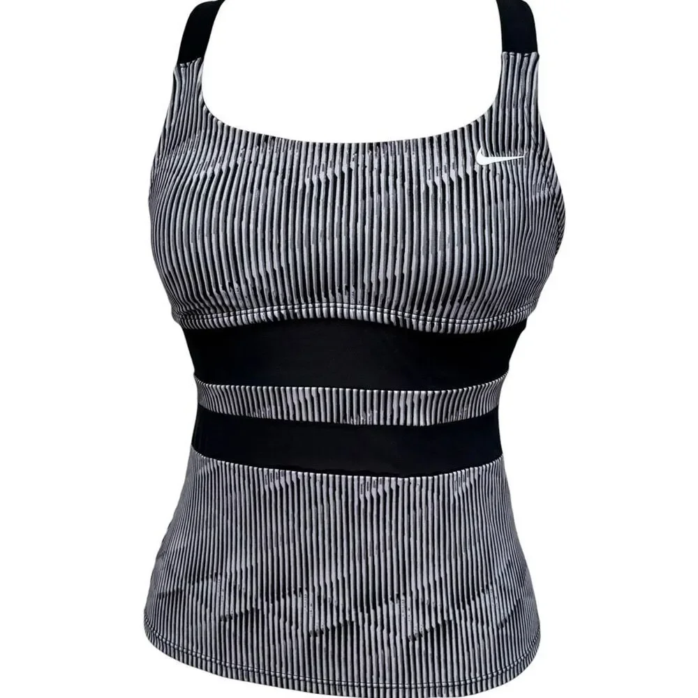 Nike Black & White Striped Swimsuit Top Tank Takini Women's size Small